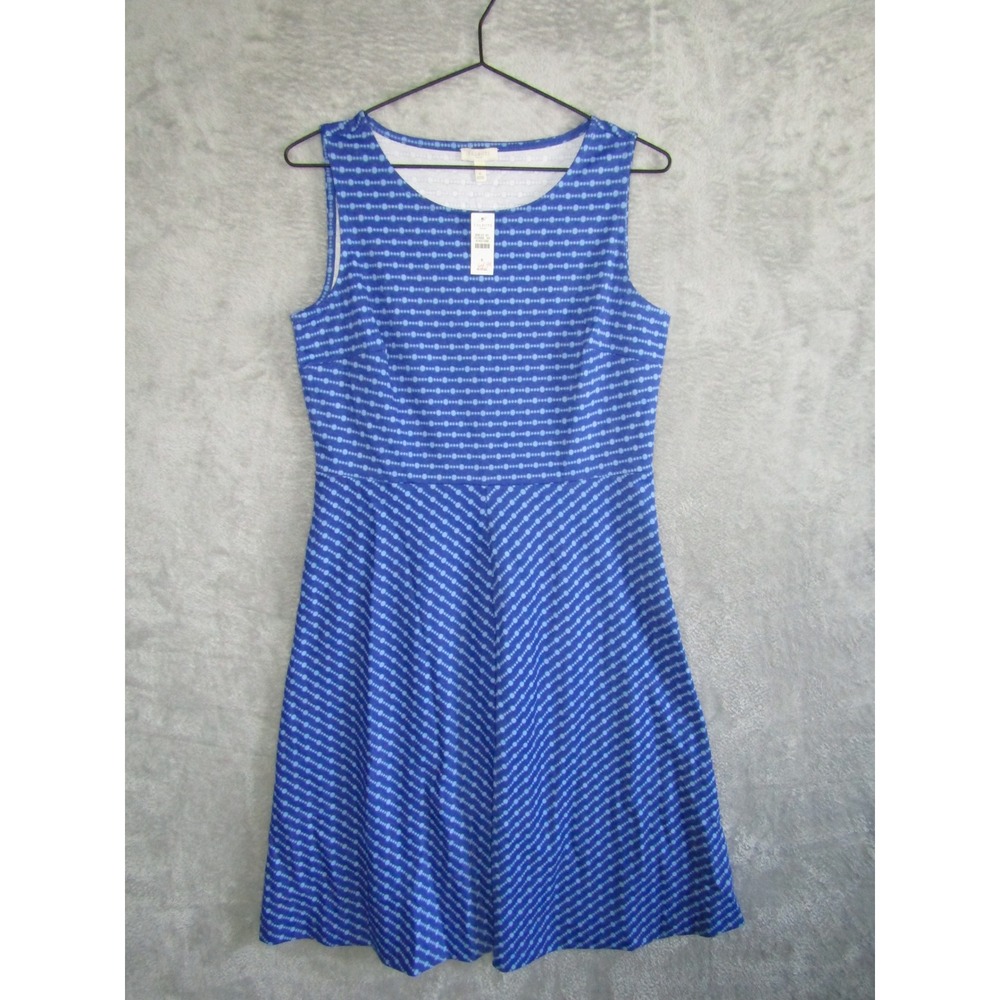 Talbots Outlet‎ Blue Geometric Print Sleeveless Fit Flare Dress Size 6